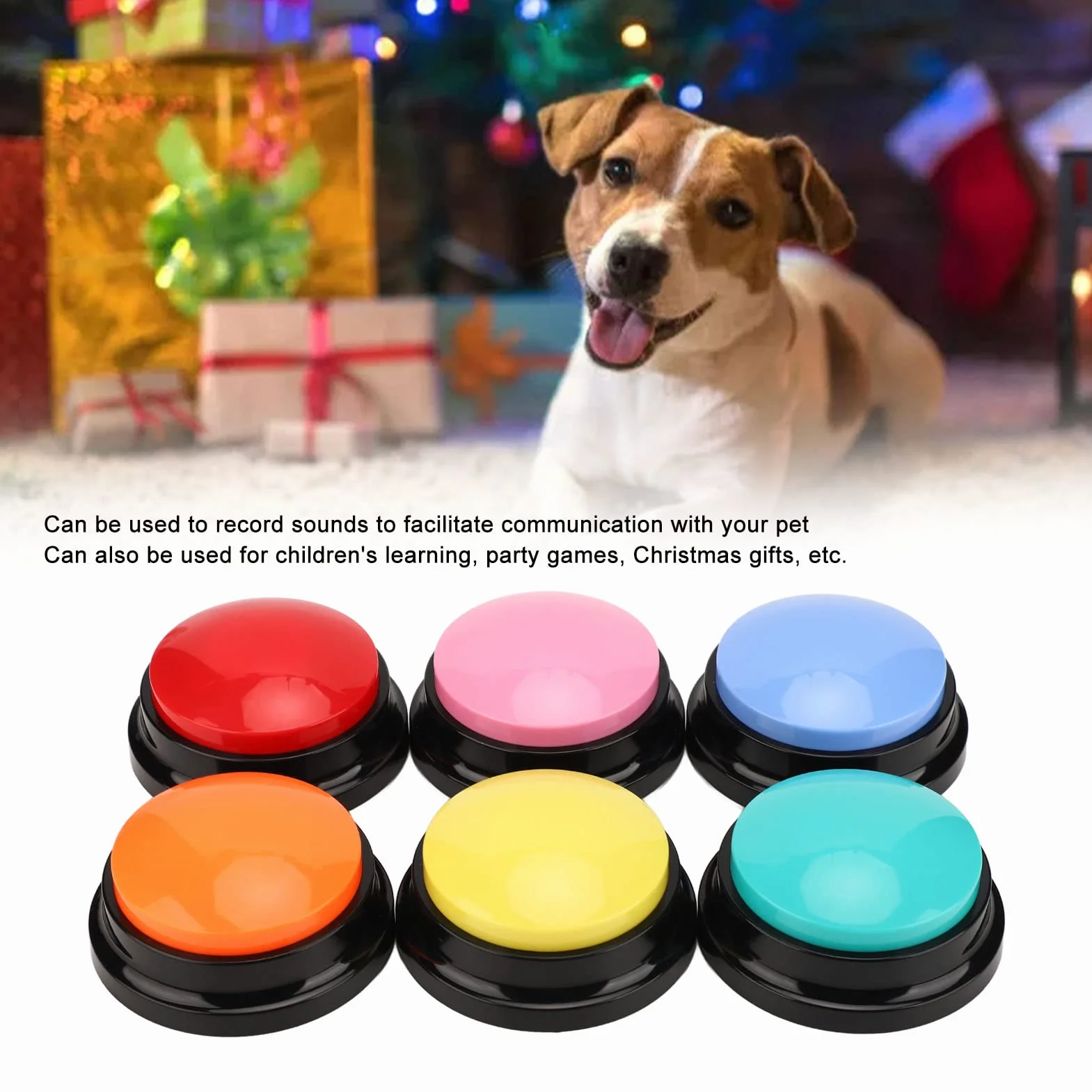 6 Botón de Grabación de Voz, Botones de Comunicación para Perros, Zumbador de Entrenamiento de Mascotas, Grabación Y Reproducción de 30 Segundos, para Entrenamiento de Gatos, Perros Y Mascotas