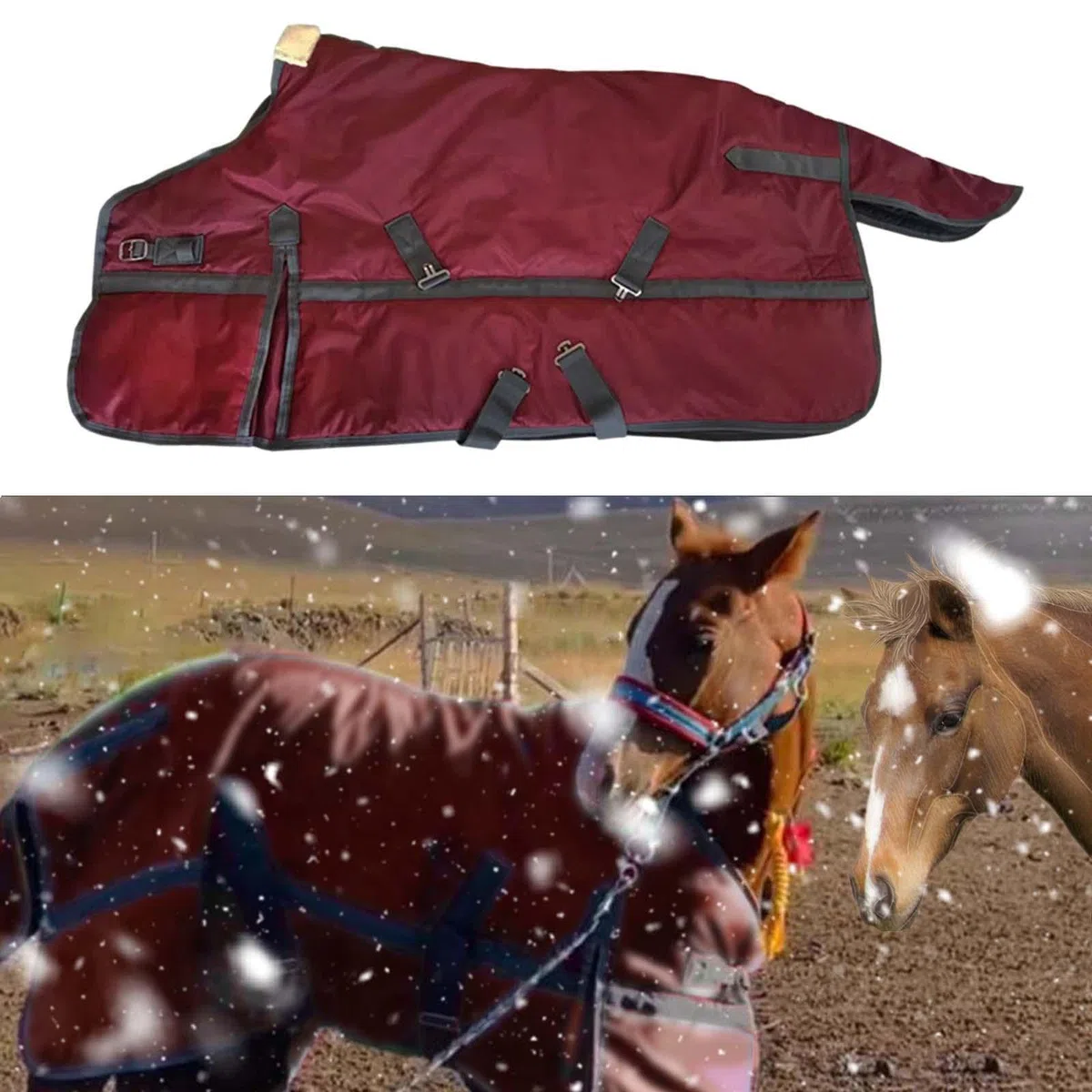 KESOTO Manta para Caballo Impermeable Transpirable Resistente Al Viento Confeccionada en Tela Oxford con Relleno de Poliéster Adecuada para Protección contra