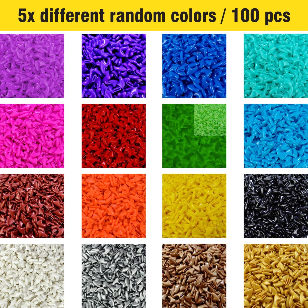 Zetpo - 100 tapas de uñas suaves para gatos, 5 x diferentes colores al azar + 5 x pegamento adhesivo + 5 x aplicador, puntas de gatito, patas de gato, patas de mascotas de gato, cubiertas suaves