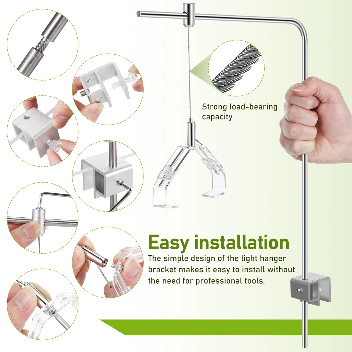 Gatuida Soporte para Lámpara de Acuario de Aleación de Aluminio Ajustable en Altura, Colgador de Luz para Plantas de Pecera, Compatible Acuarios de Agua Dulce y Salada, 2 Piezas 4