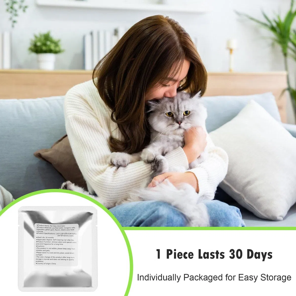Eliminador de olores de mascotas para Meowant, caja de arena para gatos autolimpiante, gel desodorante para control de olores, desodorante automático para gatos (paquete de 6, aroma floral)