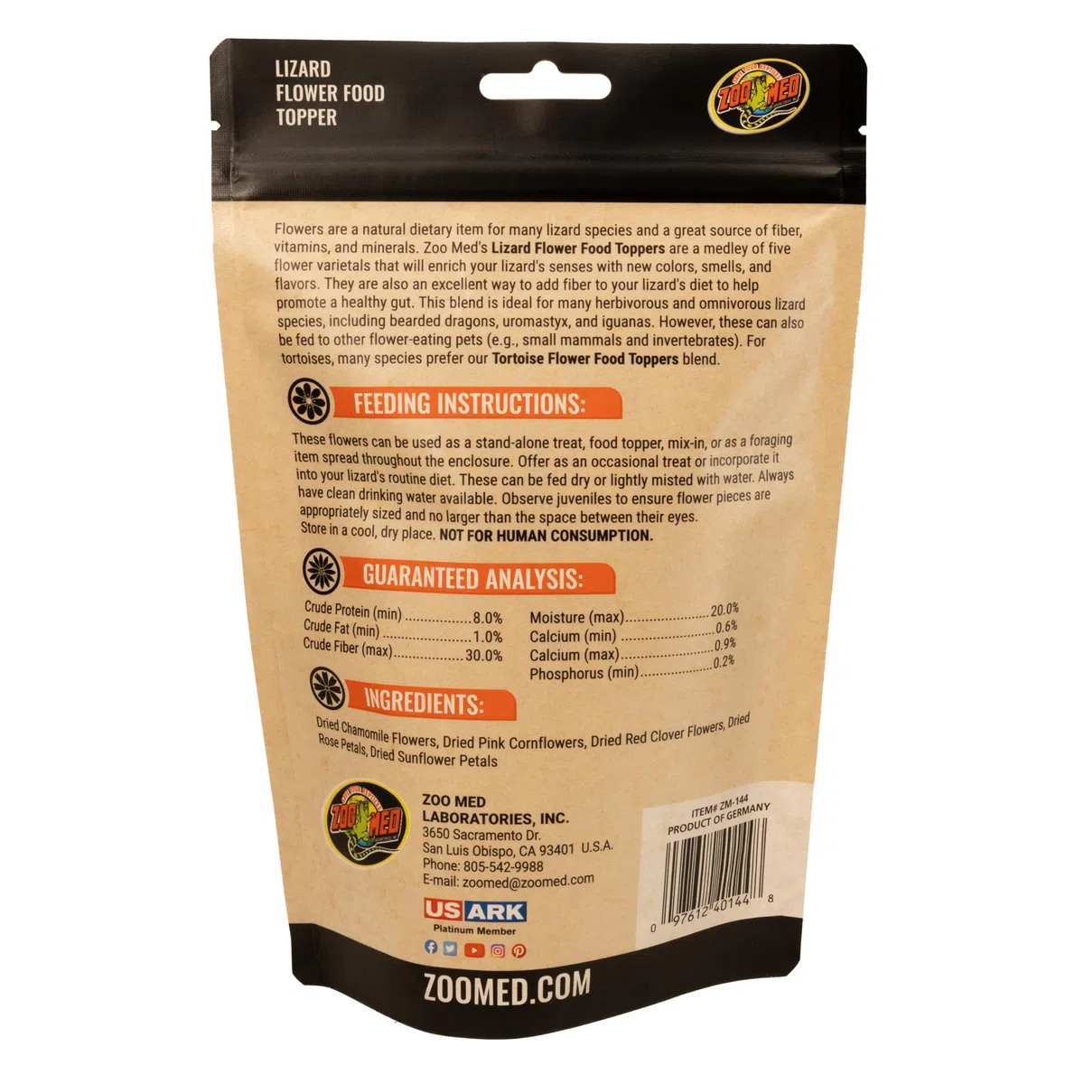 Zoo Med Flower Food Topper for Lizards 1.4 Ounce - 12 Pack