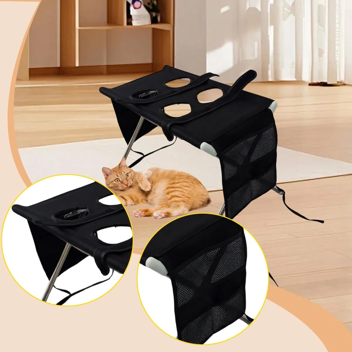 Mesa de peluquería para Mascotas, Soporte de peluquería portátil Multifuncional con Correa y de Soporte para Cortar y Recortar uñas.