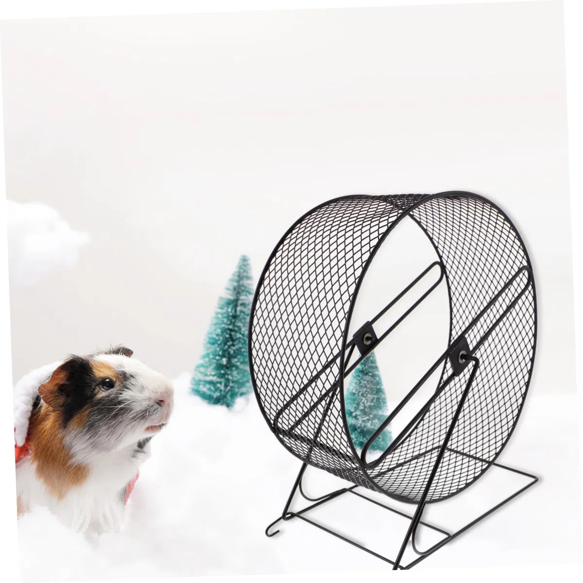 Rueda Silenciosa para Hámster y Animales Pequeños para Correr, Rueda de Carrera de Hierro Negra de 26 Cm, Juguete para Ejercicio y Bienestar de Roedores Domésticos