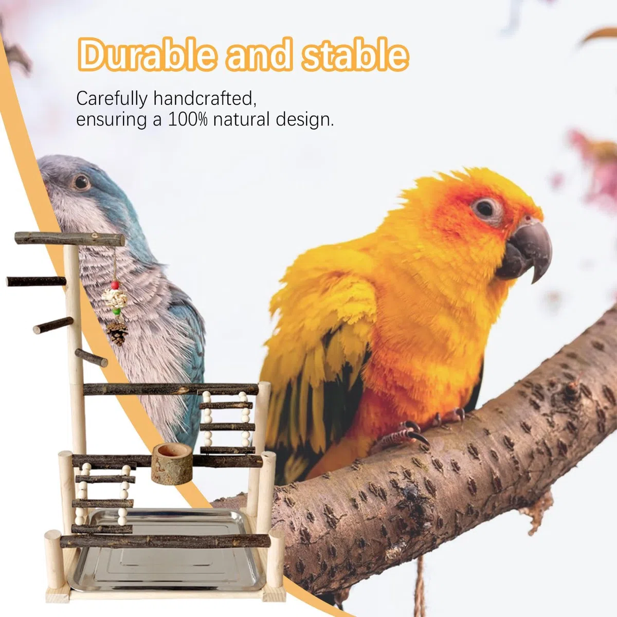 Parrot Playstand Gym - Periquito de aves innovador | Juguetes para perchas de aves | Jaula de periquito en el suelo | Parque infantil para loros | Parque infantil para loros | Parrot