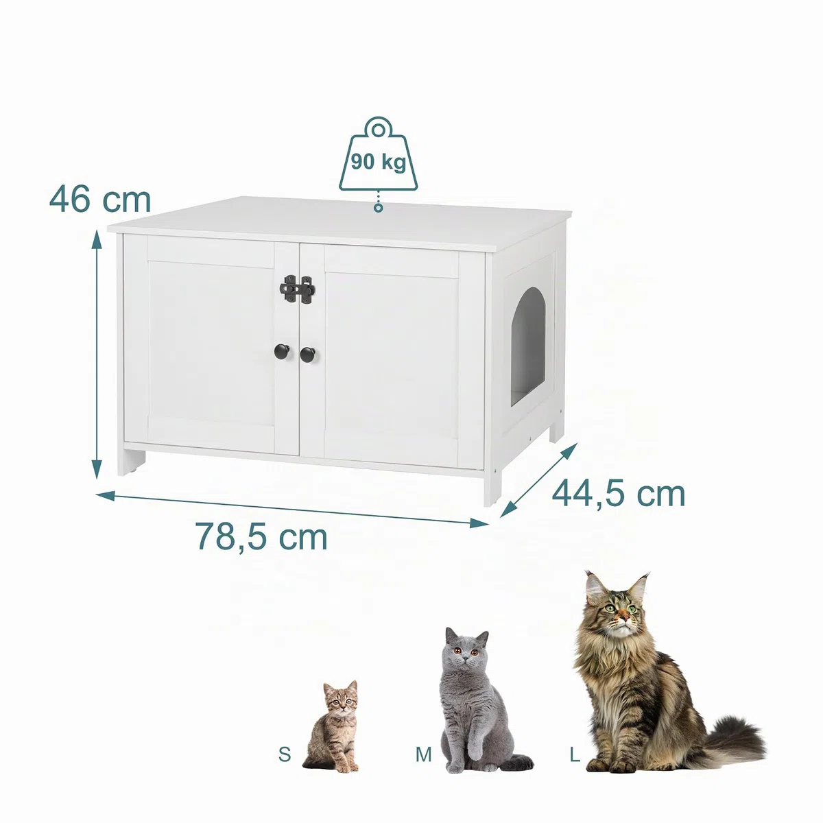 Relaxdays Armario para Gatos con Cerradura, Divisor y Entrada Lateral, HBT 46x78.5x44.5 cm, Blanco