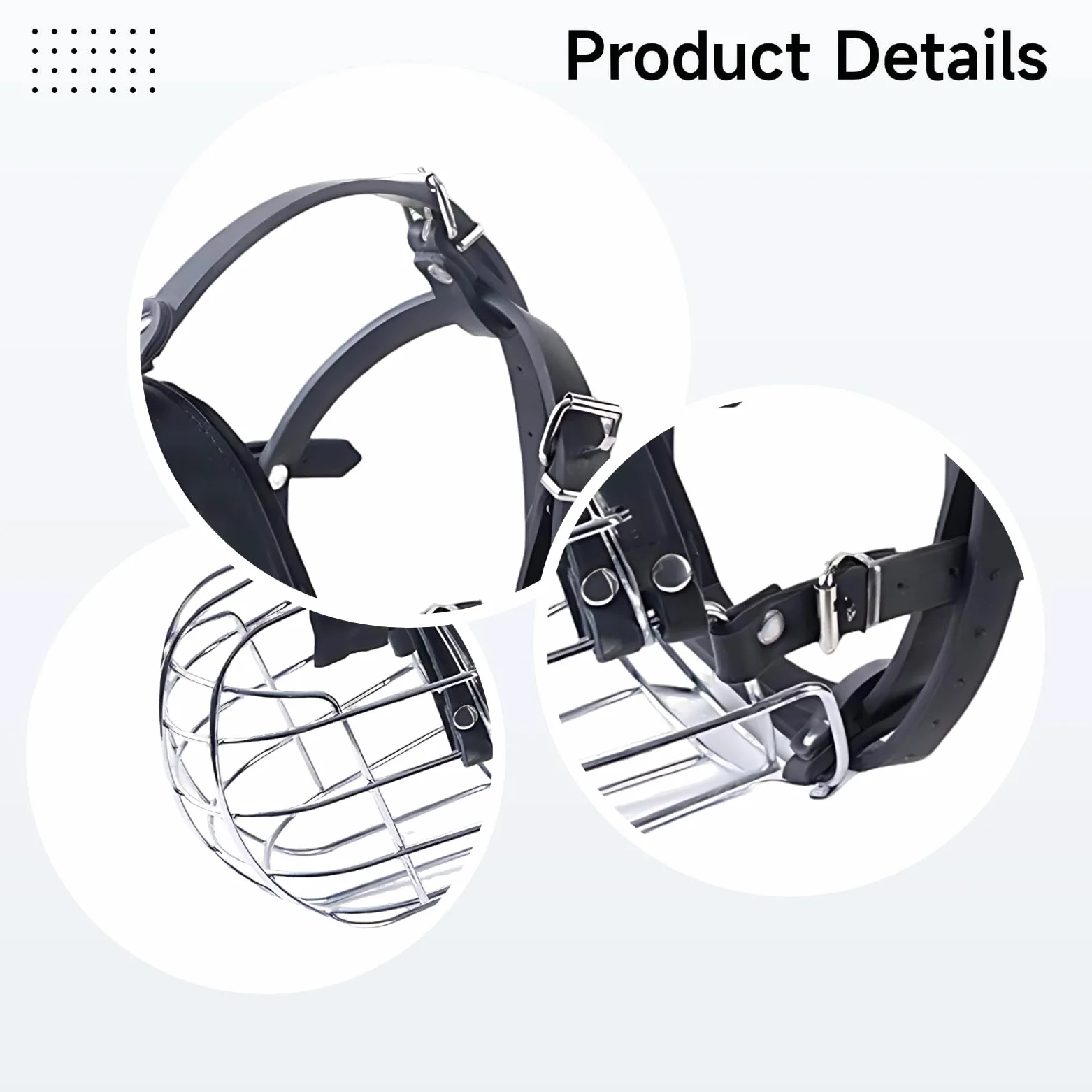 Bozal de metal para perros, cesta bozal para perros muy grandes, para ladridos y mordeduras, hierro galvanizado con piel sintética, longitud 16 cm