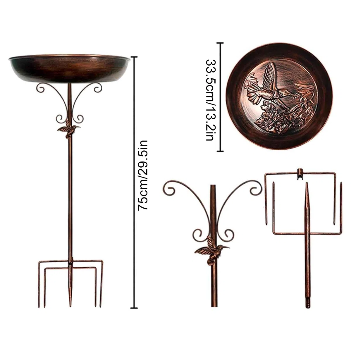 Bebedero Para Aves Exterior Para Aves De Patio | De Hierro Fundido Decorativo Con Plato Para Jardín Terraza Balcón Patio Exterior