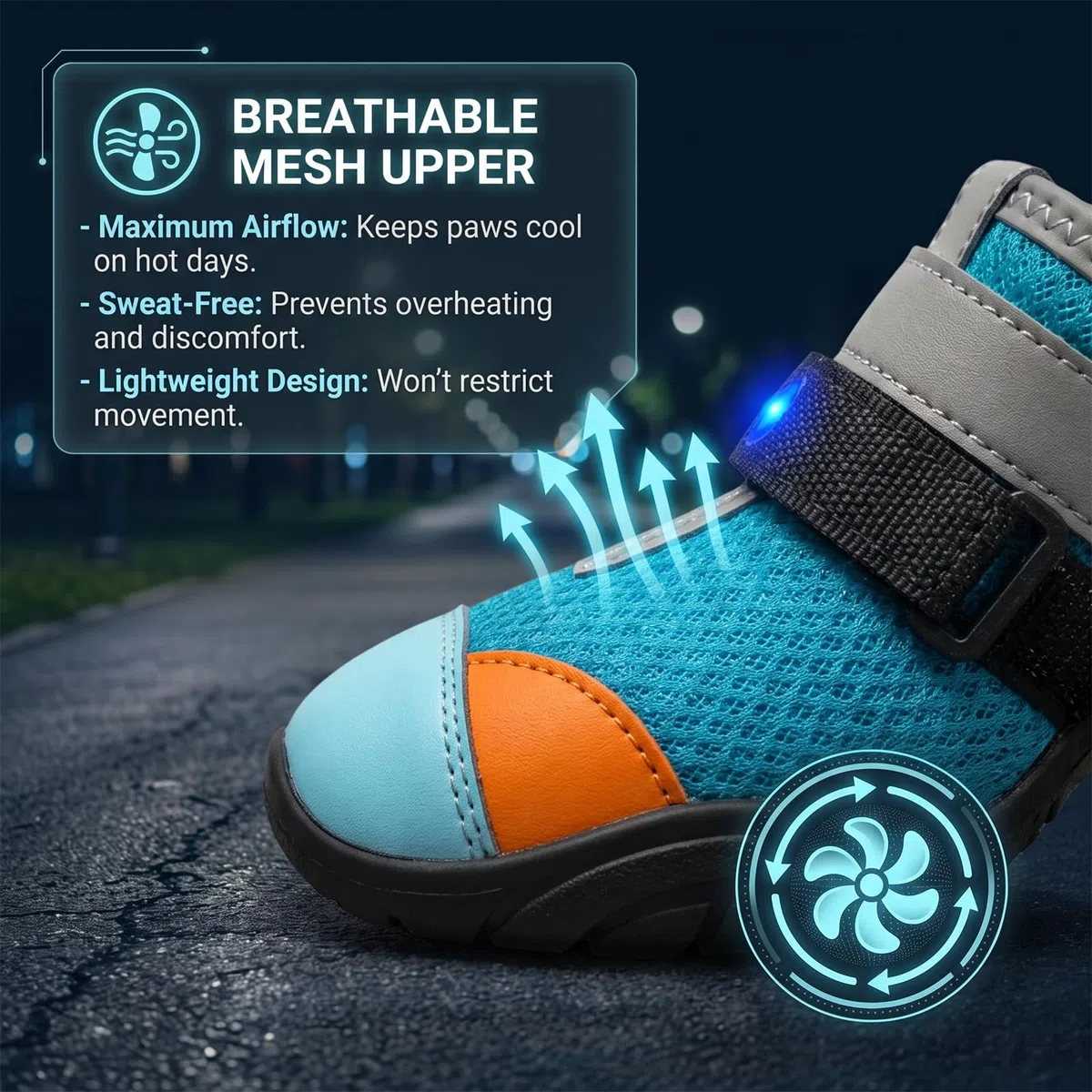 Light Up Shoes For Dogs,Breathable Mesh Non-Slip Dog Boots & Paw Protector
