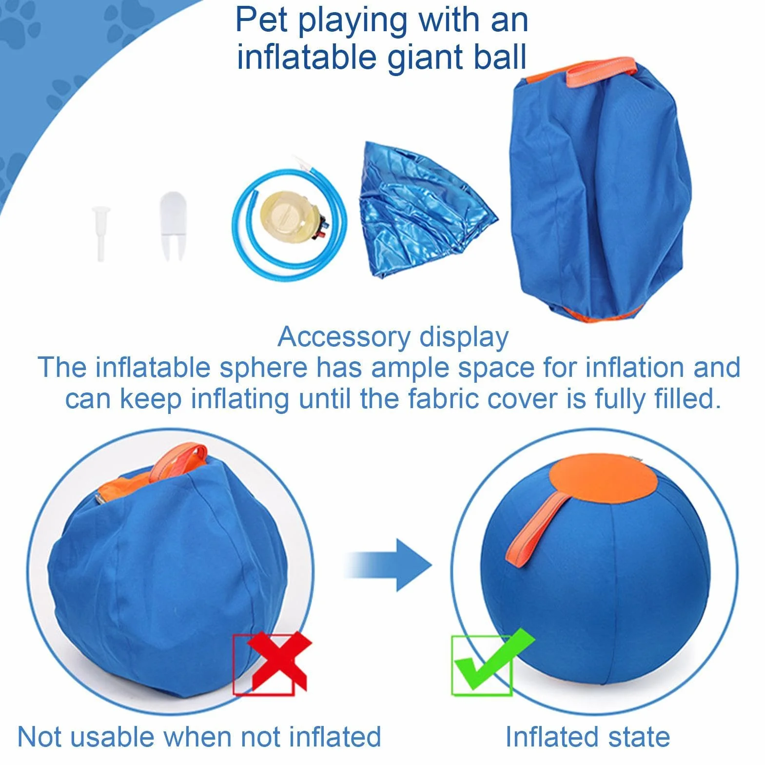 Pelota para Perros de Pastoreo Ejercicio para Cachorros con Pelota Inflable | Juguete de balón gigante para perros para Jardín, Terraza, Parque, Apartamento, Hogar, Oficina, Refugios y