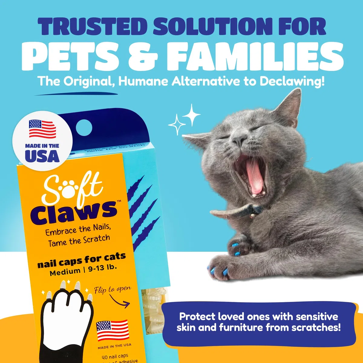 Gatos suave garras gato uñas Caps Take-Home Kit, tamaño mediano, color azul