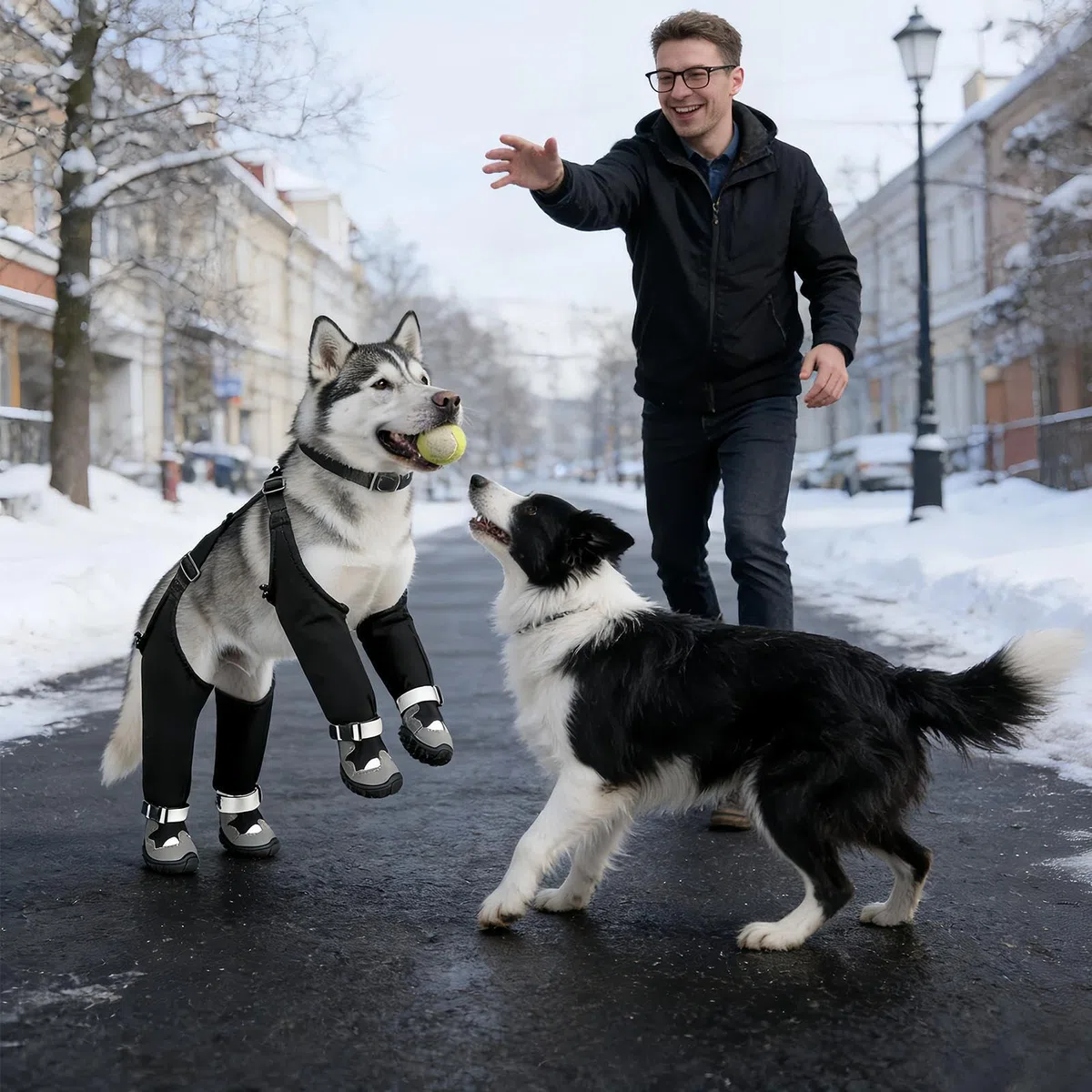 Botas de Nieve para Perro Antideslizante Impermeable Ajustable Transpirable