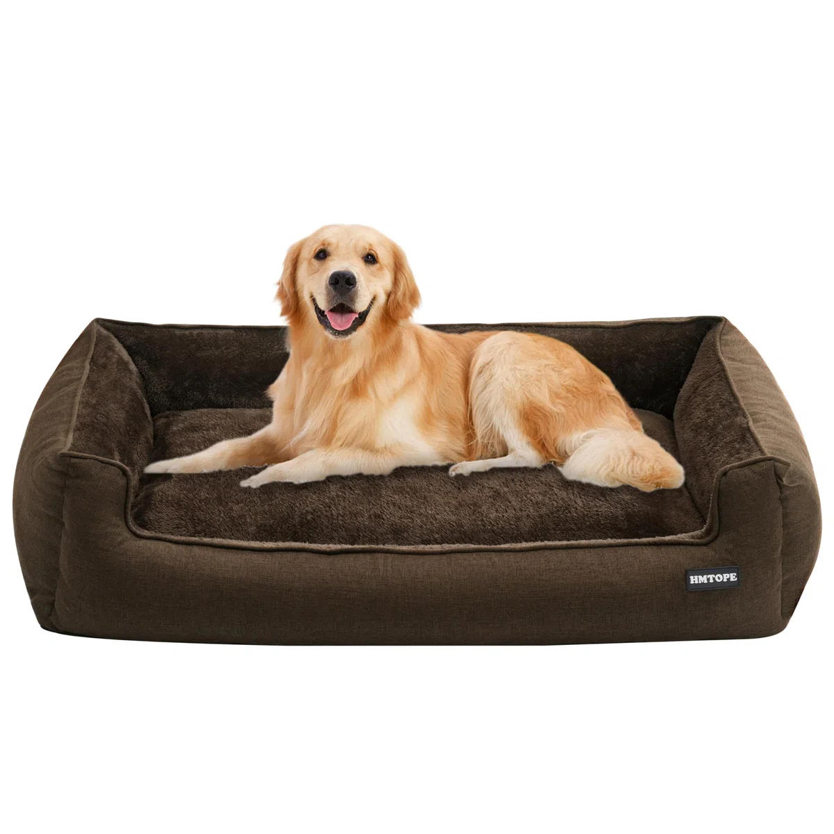 HMTOPE Cama para perros, Cuna y Cojín para perros, Sofá para perros, Cesta extraíble y lavable, marrón, 110 x 86 x 26 cm