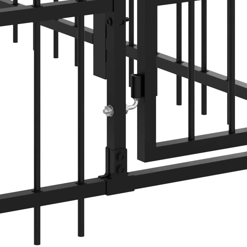 Perrera para perros de acero con recubrimiento de polvo, 11,26 m², con puertas giratorias, protección y seguridad para perros, cachorros, estables, resistentes a la intemperie, para jardín