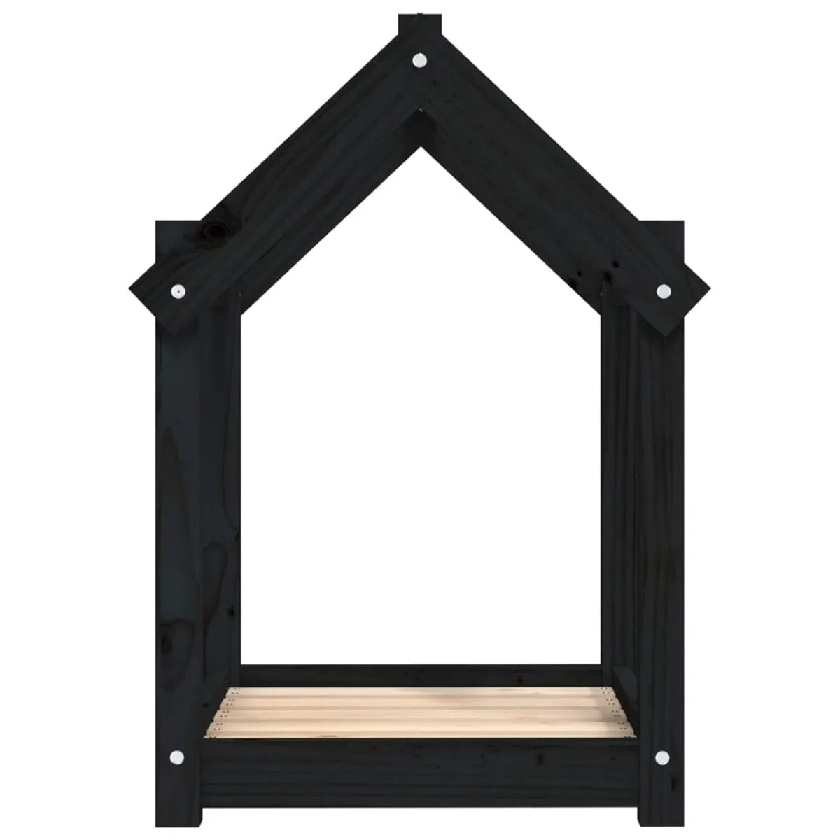 LAPOOH Cama para Perros Madera Maciza de Pino Negro 61x50x70 cm, Colchon Perro, Cuna Perro, Cama Mascota, Dog Bed, Cama para Perros Y Gatos