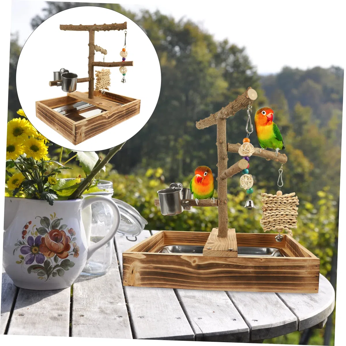 TOYANDONA Soporte de Madera para Aves Accesorio para Jaula de Periquitos Juguete para de Instalar y Resistente