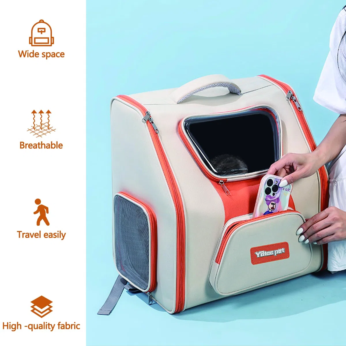 Galatée Mochila para Gatos, Mochila Cómoda para Perros para Viajes, Senderismo y Acampadas, Mochila Transpirable para Mascotas, Bolsa De Viaje para Gatos Homologada para Aerolíneas(Morado)