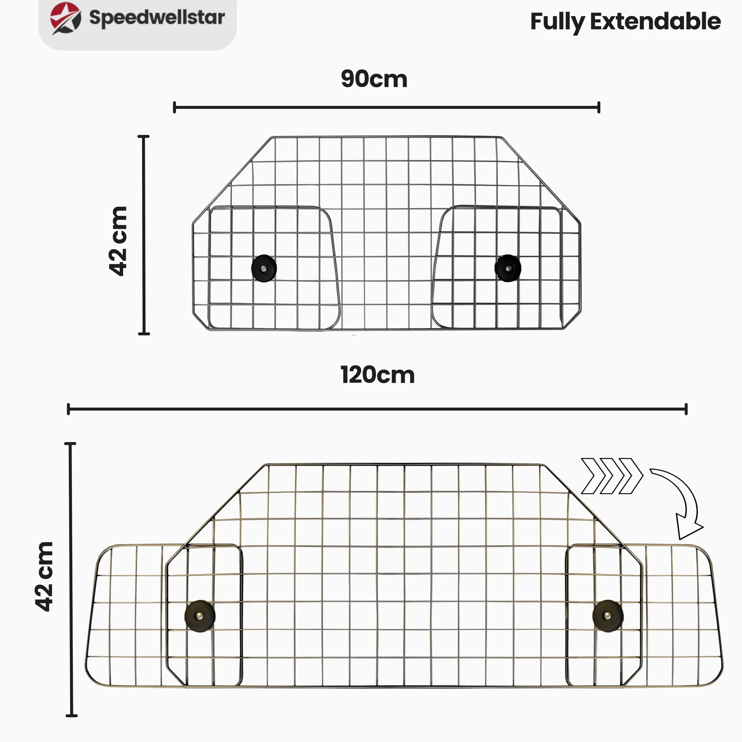 Speedwellstar Rejilla Separadora para Perro Maletero Coche Universal Ajustable – Barrera Mesh Metálica con Fijación al Reposacabezas