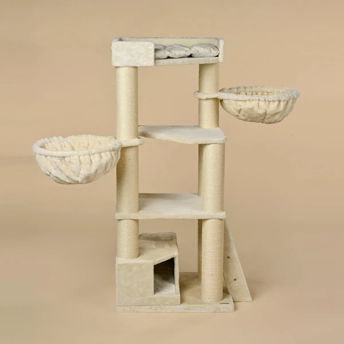 RHRQuality Árbol rascador para Gatos Grandes - Corner Coon Beige - con Postes de sisal Extra Gruesos de 12 cm
