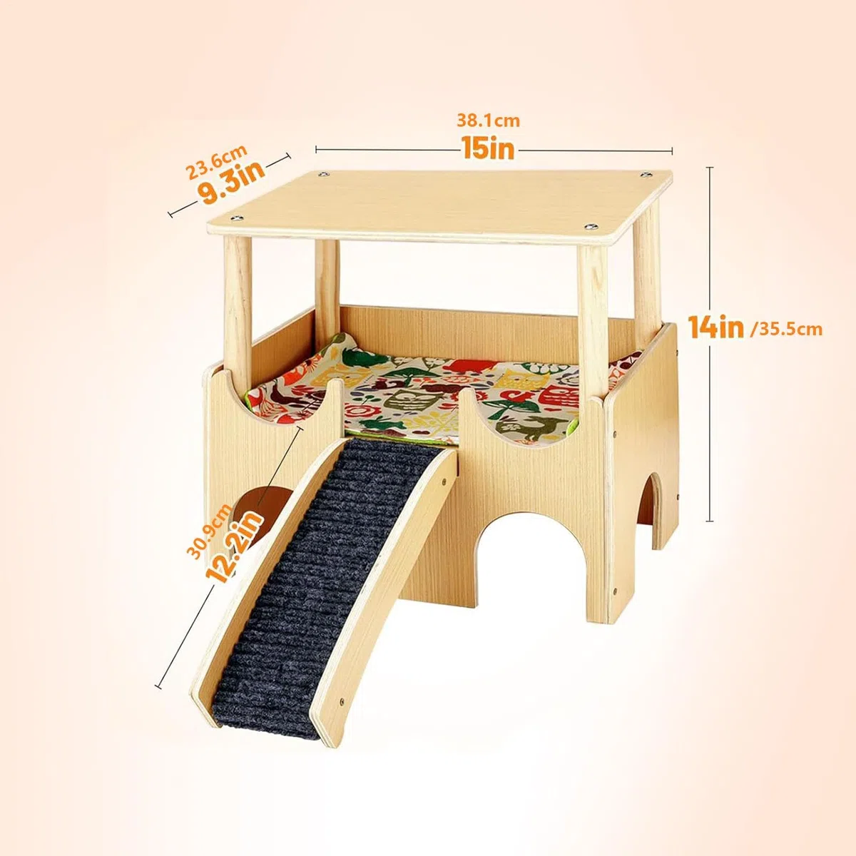Chinchilla House, Bunny House Indoor – Casa de juegos de madera de doble – Alojamiento con pequeños juguetes de animales con escalera, jaula de chinchilla – Accesorios para conejos, hurones, | Accesorios de jaula de chinchilla, decoración del hábitat con