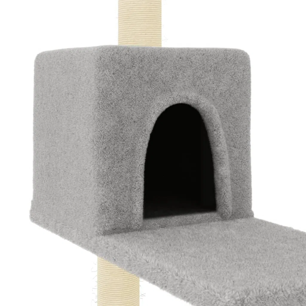 ShGaxin Rascador para Gatos con Postes de sisal Gris Claro 95 cm, Rascador Gato, Arbol Rascador para Gatos, Gatos Accesorios, Torre Gatos, Arranhador para Gatos, Casa para Gatos