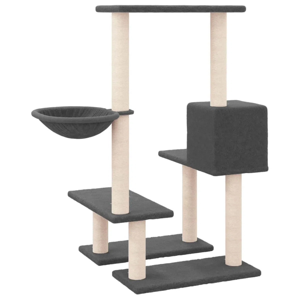 ShGaxin Rascador para Gatos con Postes de sisal, Rascador Gato, Arbol Rascador para Gatos, Gatos Accesorios, Torre Gatos, Arranhador para Gatos, Casa para Gatos, Gris Oscuro 94,5 cm