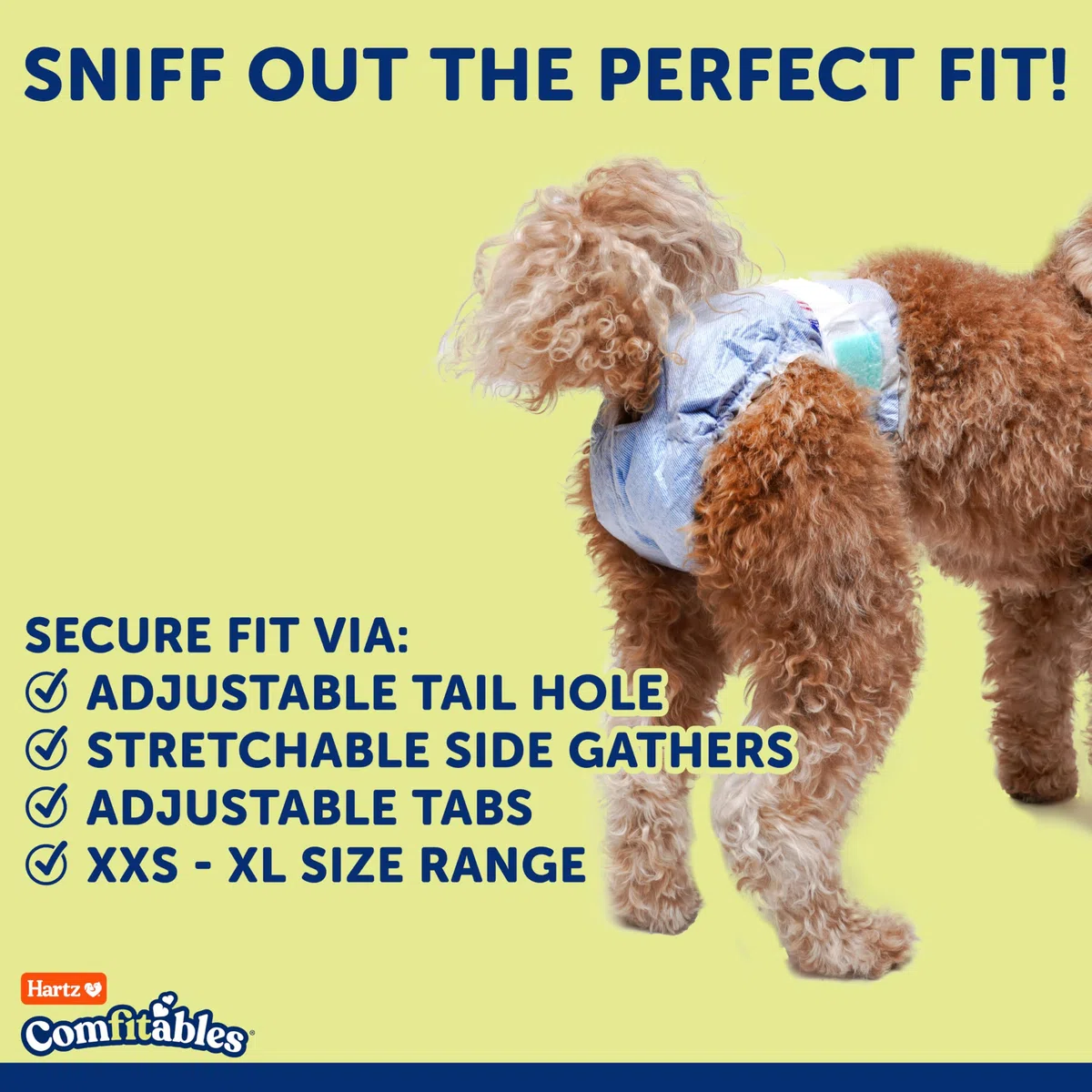 - Pañales Desechables para Perros Hartz Comfitables, Ajuste cómodo y Seguro, fáciles de Poner, pañales súper absorbentes para Perros y Hembras, Talla XS, 38 Unidades
