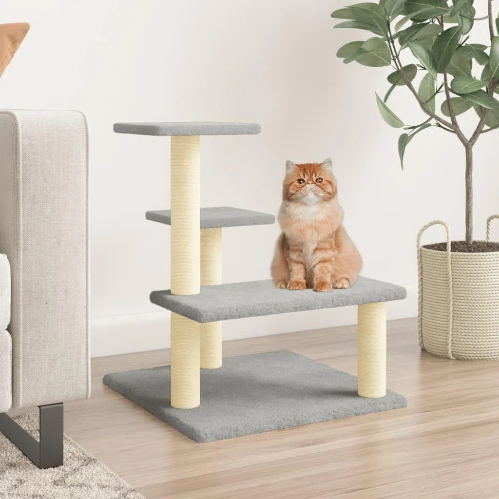 ShGaxin Rascador para Gatos con Postes de sisal Gris Claro 61 cm, Rascador Gato, Arbol Rascador para Gatos, Gatos Accesorios, Torre Gatos, Arranhador para Gatos, Casa para Gatos