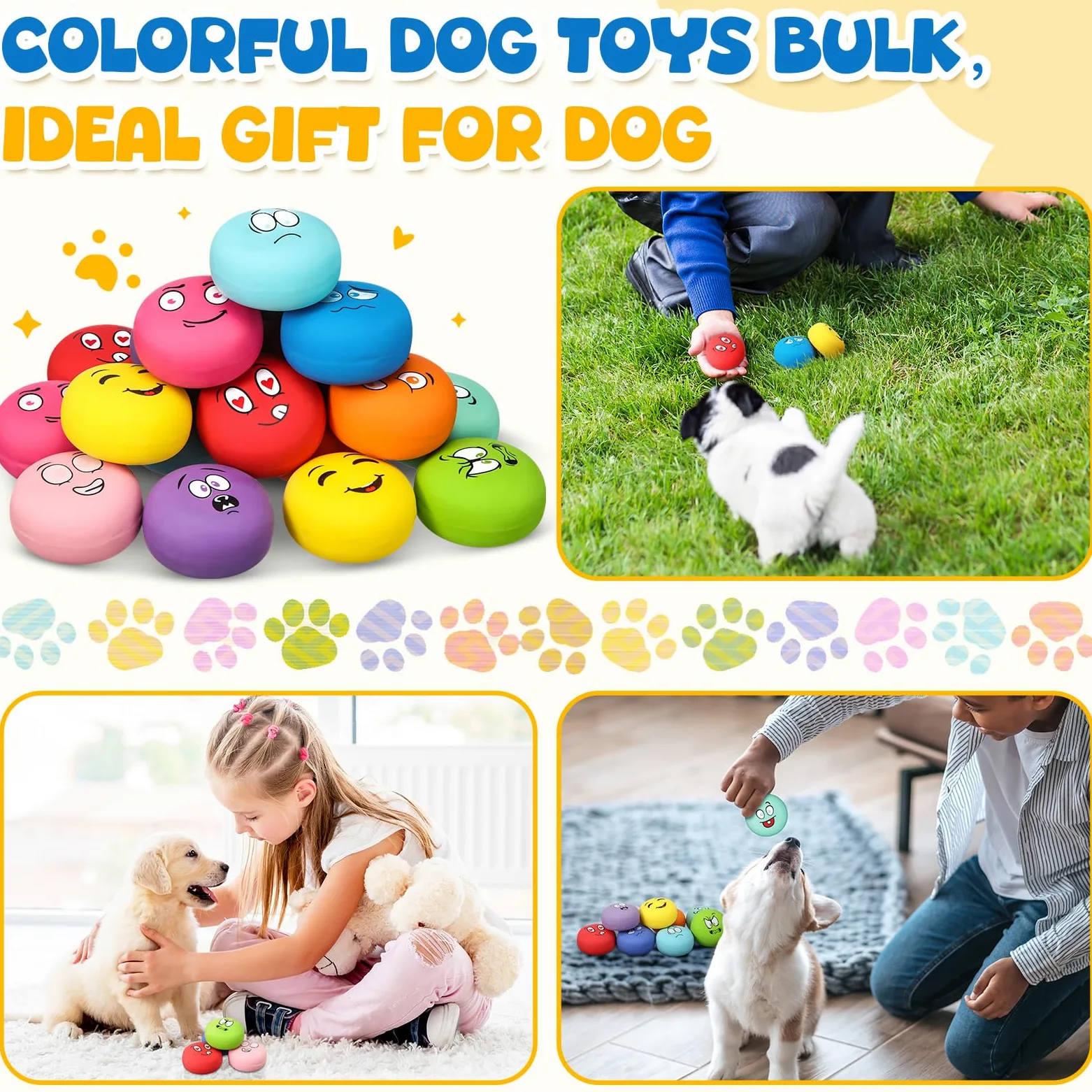 Hungdao 40 piezas de juguetes chirriantes para perros pequeños de goma de látex suaves bolas chirriantes a granel divertido cara chirriante juguetes interactivos para la dentición de cachorros perros