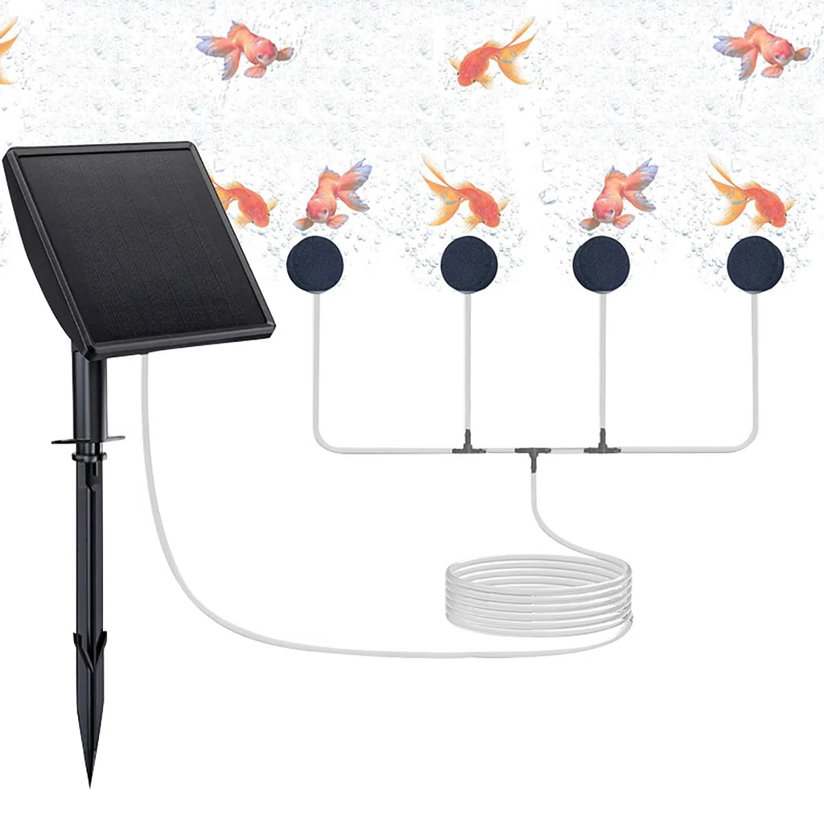 Bombas de Aire solares portátiles de Doble Salida, estaca para acuarios, oxigenación de Tanques de Peces, Bombas de Aire solares versátiles para acuarios