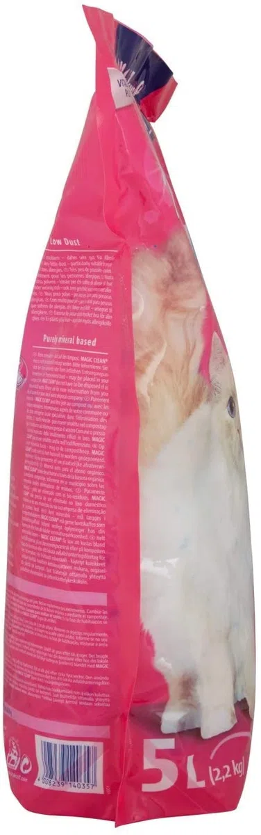 Vitakraft Magic Clean - Lechera de silicona para gatos de larga duración más que el normal antiolores y antibacteriana, 5 L, 2,2 kg (4 x 5 L)