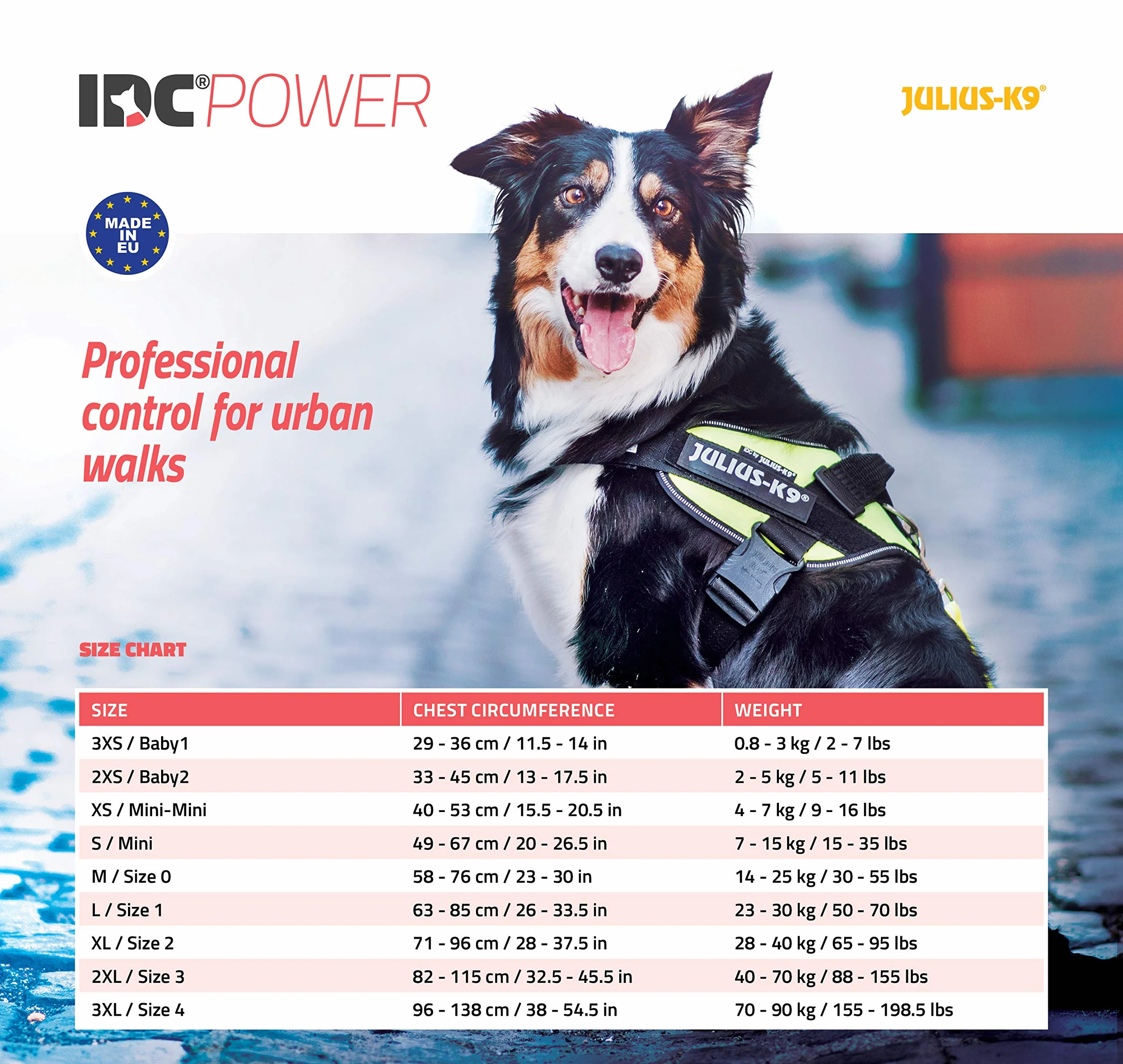Julius-K9, Arnés de Perro IDC Powerharness con Control Frontal en Y, tamaño: 1, Negro