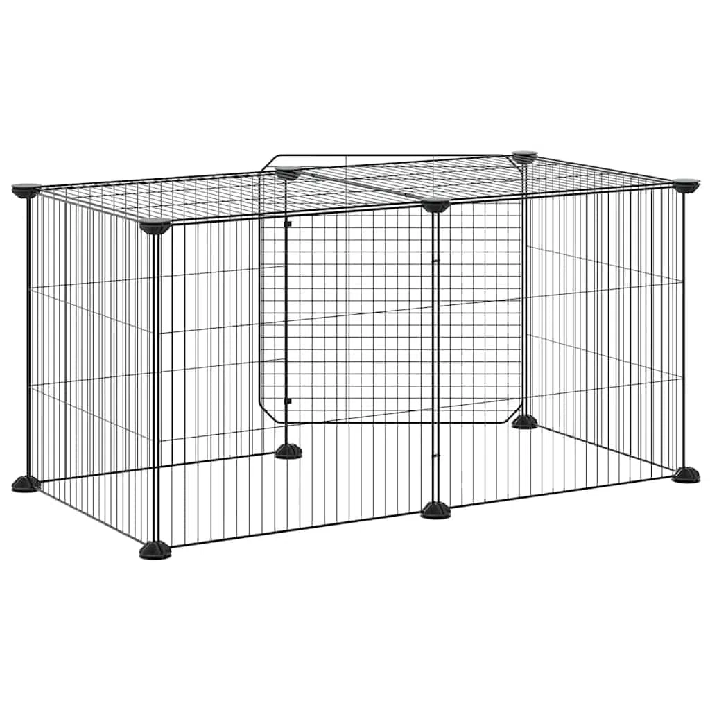Jaula para mascotas de acero con recubrimiento en polvo, 35 x 35 cm, con puerta, recinto para animales pequeños para conejos, cobayas, hámster, conejo, roedores, uso interior y exterior
