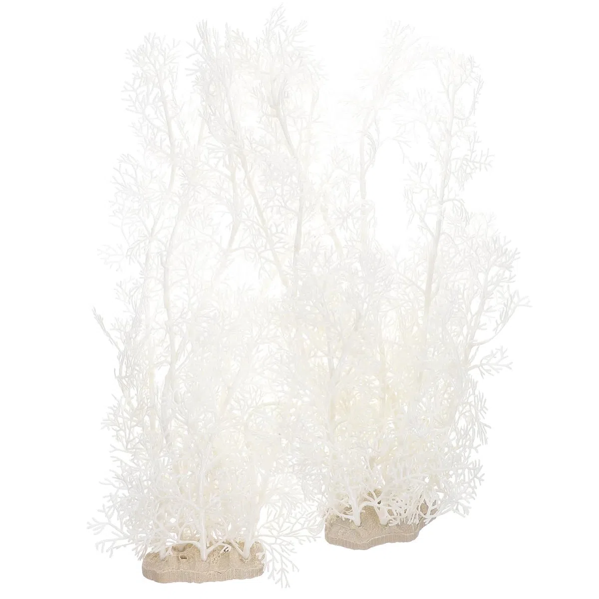 DOITOOL Plantas de plástico para acuario, pecera grande, 2 piezas, paisajismo, plástico, artificial, decoración de acuario grande, color blanco