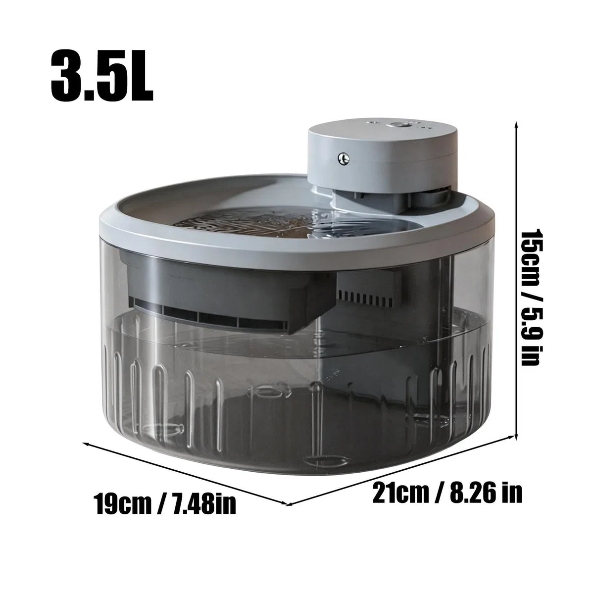 Fuente de Agua para Mascotas Dispensador silencioso 3,5 L Bebida semanal