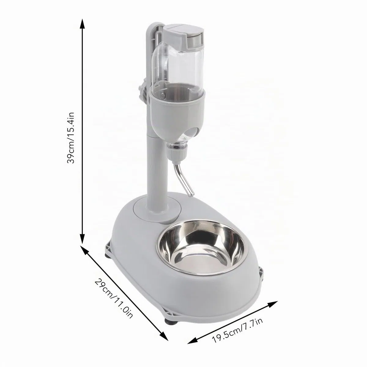 Goshyda Cuenco Dispensador de Agua para Mascotas, 500 Ml, 2 en 1, Multifuncional, Desmontable, Ajustable en Altura, Alimentador de Agua Automático con Soporte para Perros y Gatos