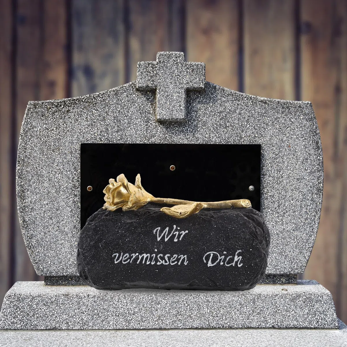 Abaodam 5 Piezas Lápida Conmemorativa de Resina Negra para Decoración de Luto en Exteriores Adecuado para Jardín y Césped