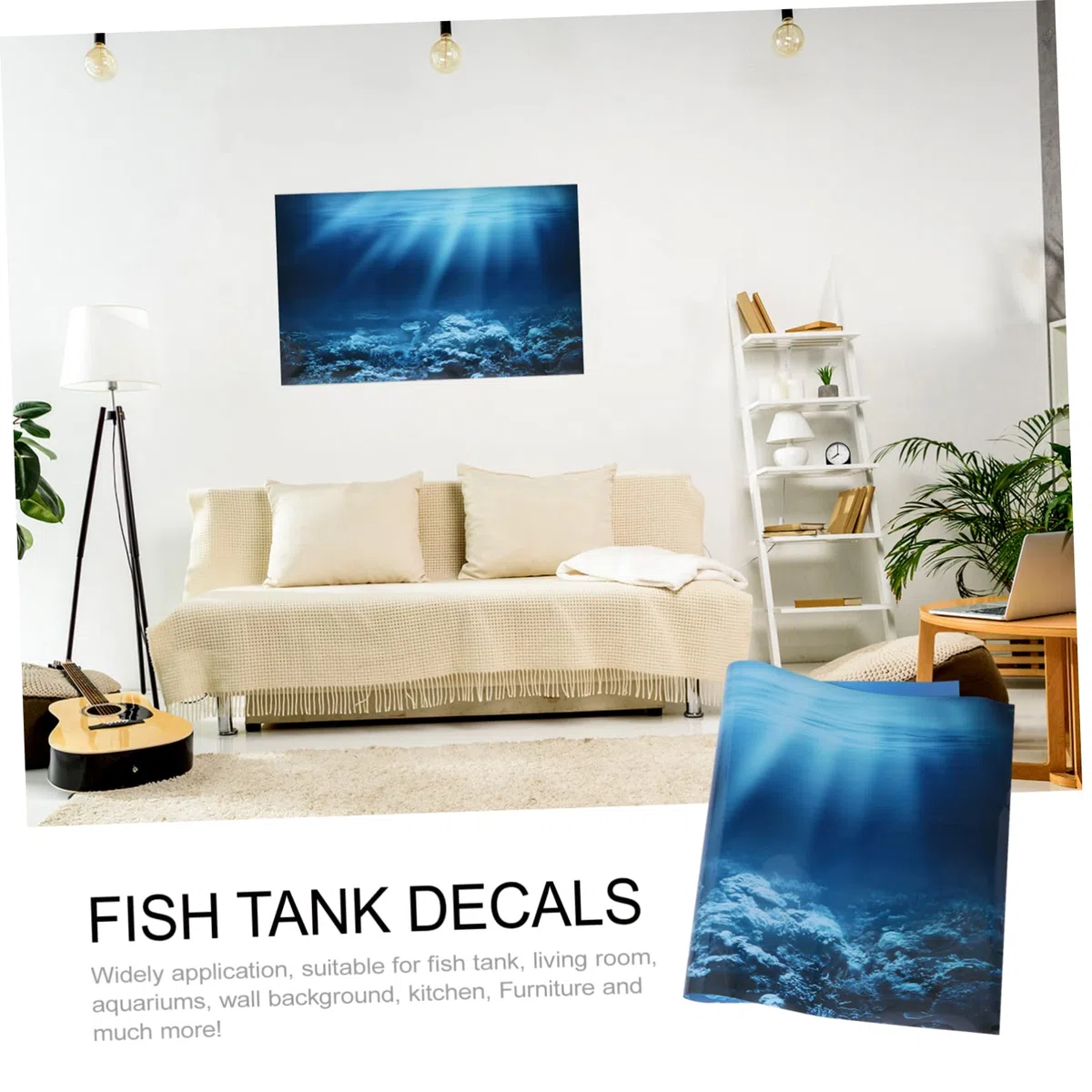 2 Pegatinas De Fondo para Pecera LED Filtro De Esponja para Pared Esponjas UV Espumadera Marina Calentador De Peces Soporte para Acuario Aire De Playa Decoración para