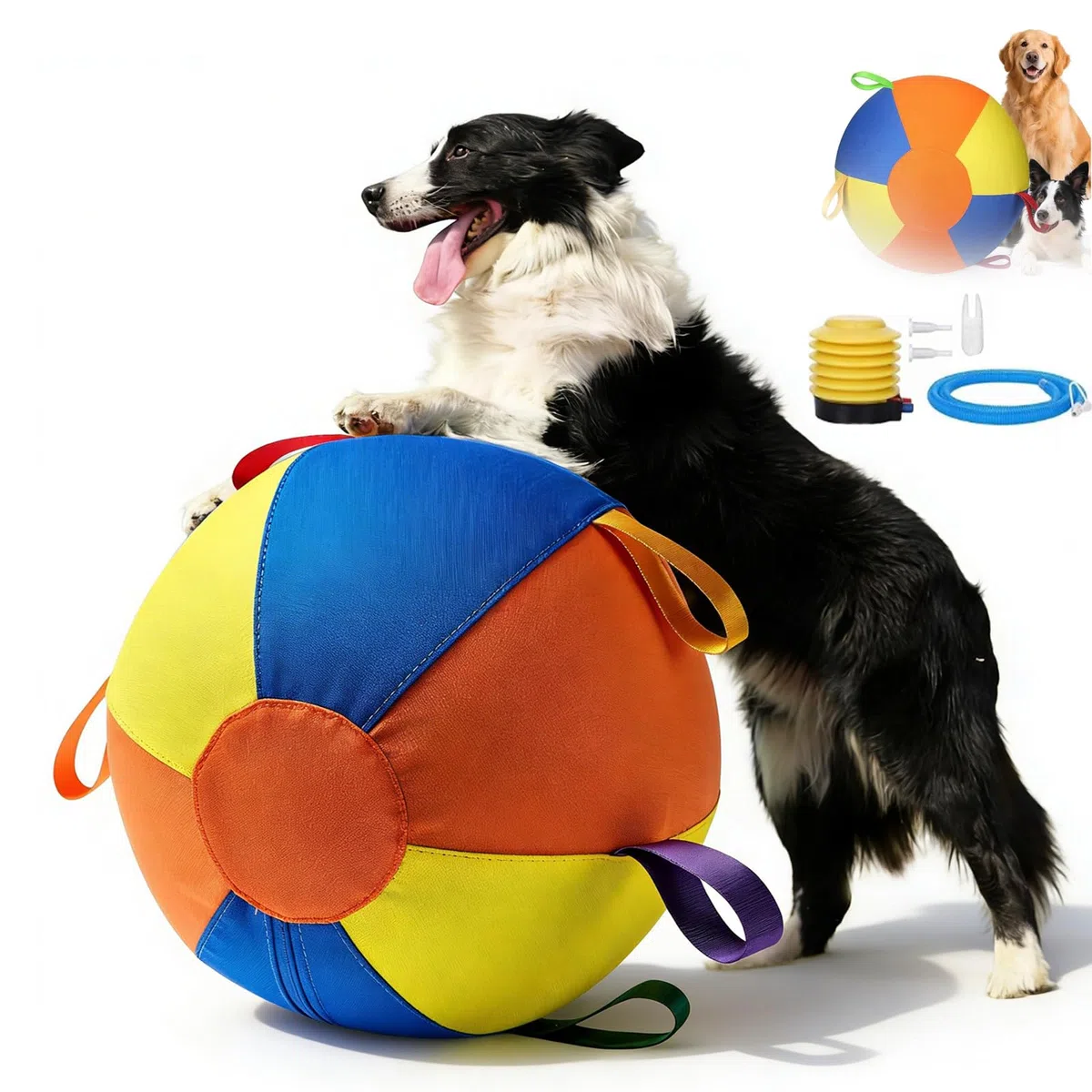 Pelota Gigante Relajante para Perros, 25,4x45,7x55,9 cm. Pelota Gigante de pastoreo con lengüetas y Asas, Pelotas Gigantes de pastoreo para Perros, Pelota de Ejercicio Resistente para L:55cm/21.65in