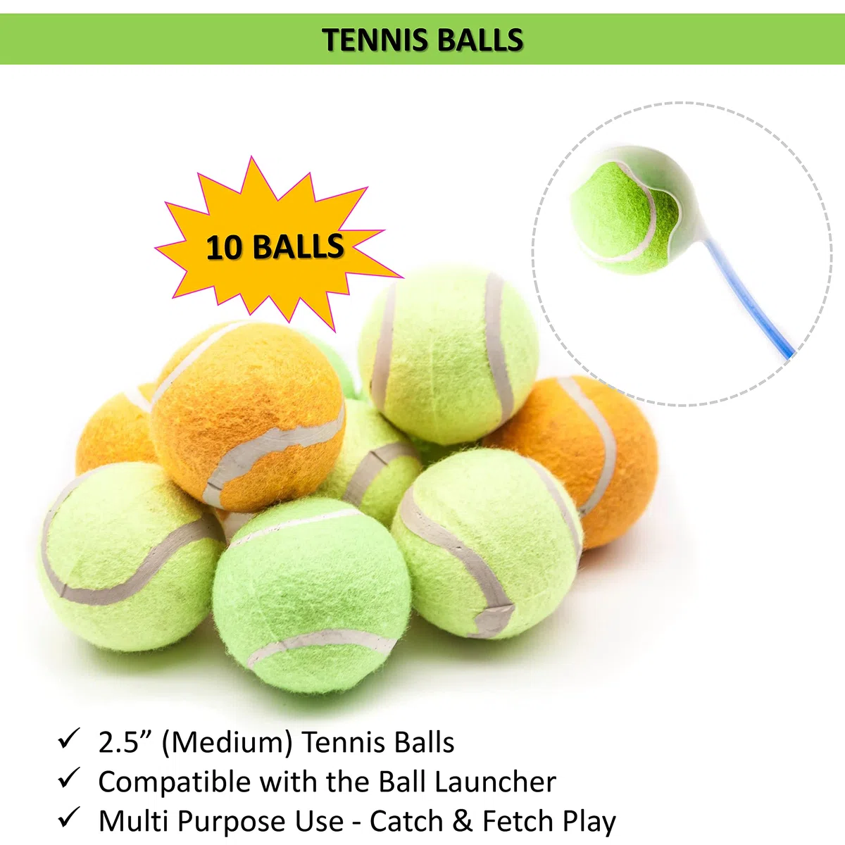 2 lanzadores de bolas de perro de 46 cm de largo para perros con 10 bolas para perros, juguetes para perros, lanzador de pelotas de tenis para perros, agarre fuerte