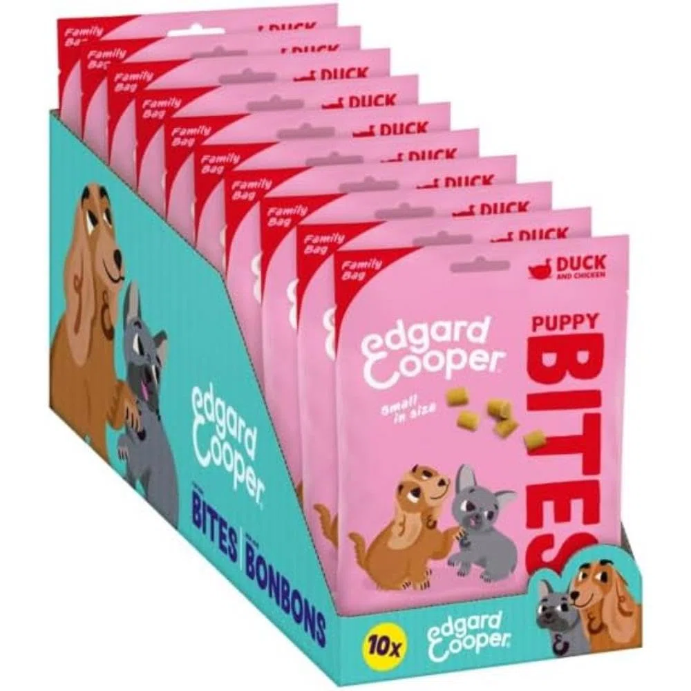 Edgard & Cooper Golosinas naturales - Bocaditos para Cachorros - Pato y Pollo (Pequeño) - (10 x 120g), Sin cereales, carne fresca , llena de aminoácidos esenciales para un estómago sano
