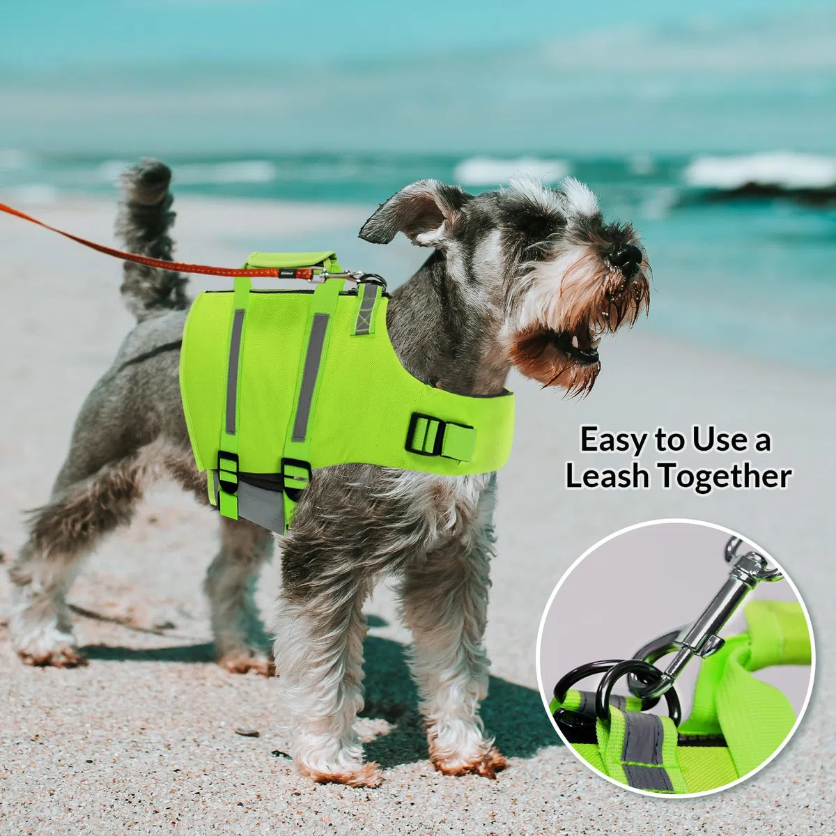 Chaleco Salvavidas Perros,Ripstop Flotador para Perros con Asa de Rescate y Rayas Reflectantes,Chaleco Perros Salvavidas Ajustable con Buena Flotabilidad para Nadar,Navegar,Playa,Verde-XL