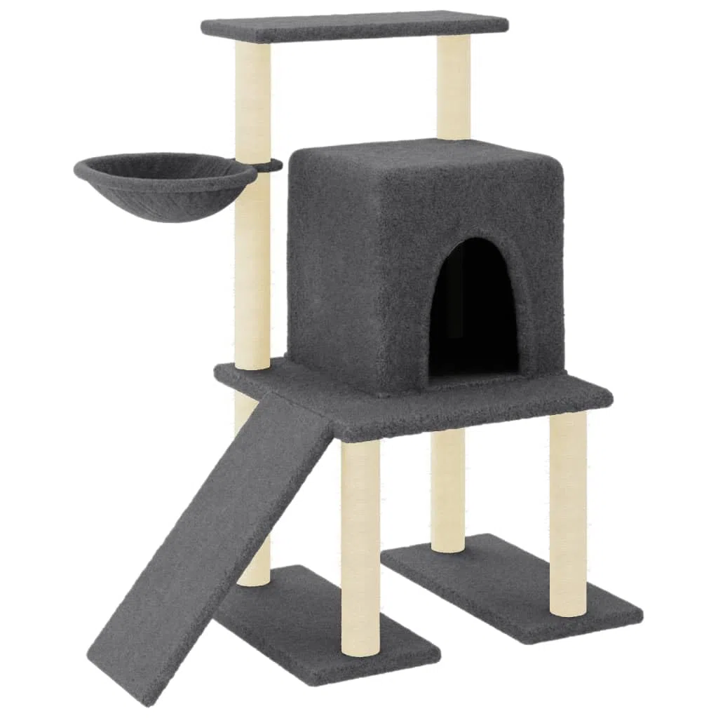 Rascador para Gatos con Postes de sisal Gris Oscuro 96,5 cm, LAPOOH Rascador Gato, Arbol Rascador para Gatos, Gatos Accesorios, Torre Gatos, Arranhador para Gatos, Casa para Gatos