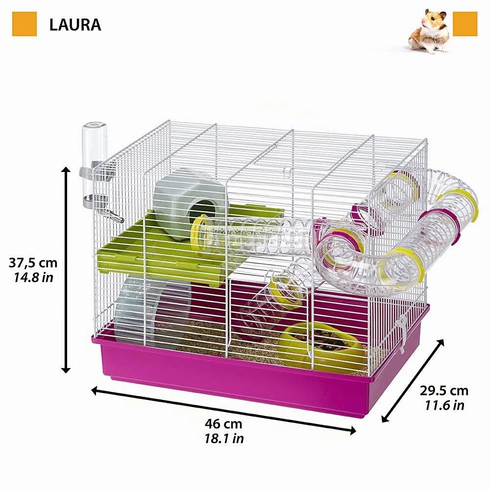 Ferplast 57912411 Jaula para hámsteres Laura, Accesorios incluidos, 46 x 29,5 x 37,5 cm Blanco