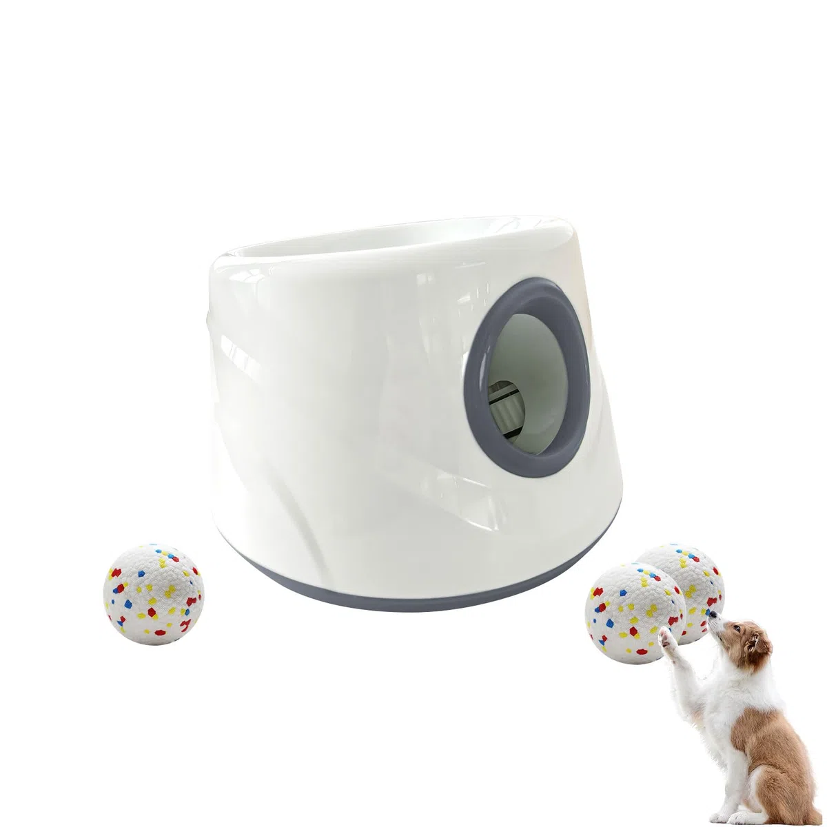 Paquete de 1 arrancador automático de esfera para perros con batería recargable y distancia modificable 6 m, 10 m, 14 m, para entrenamiento de caninos intermedios, transportable