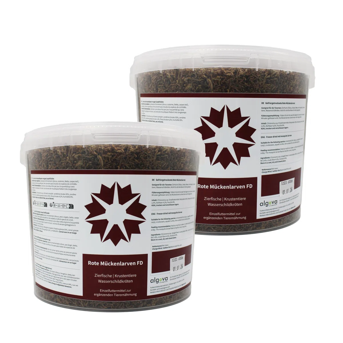 Red Mosquito Larvae FD secada para Tortugas de Agua Comida para Peces (10L = 1200g)