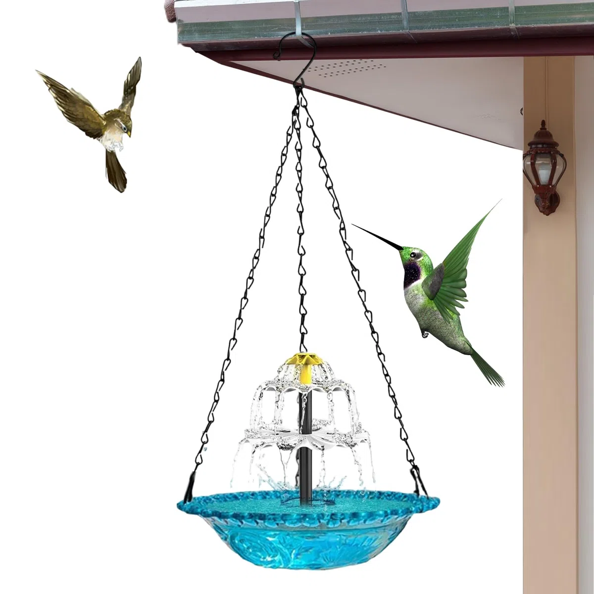 Baño para Pájaros con Energía Solar Bebedero Exterior de Pájaros con Fuente