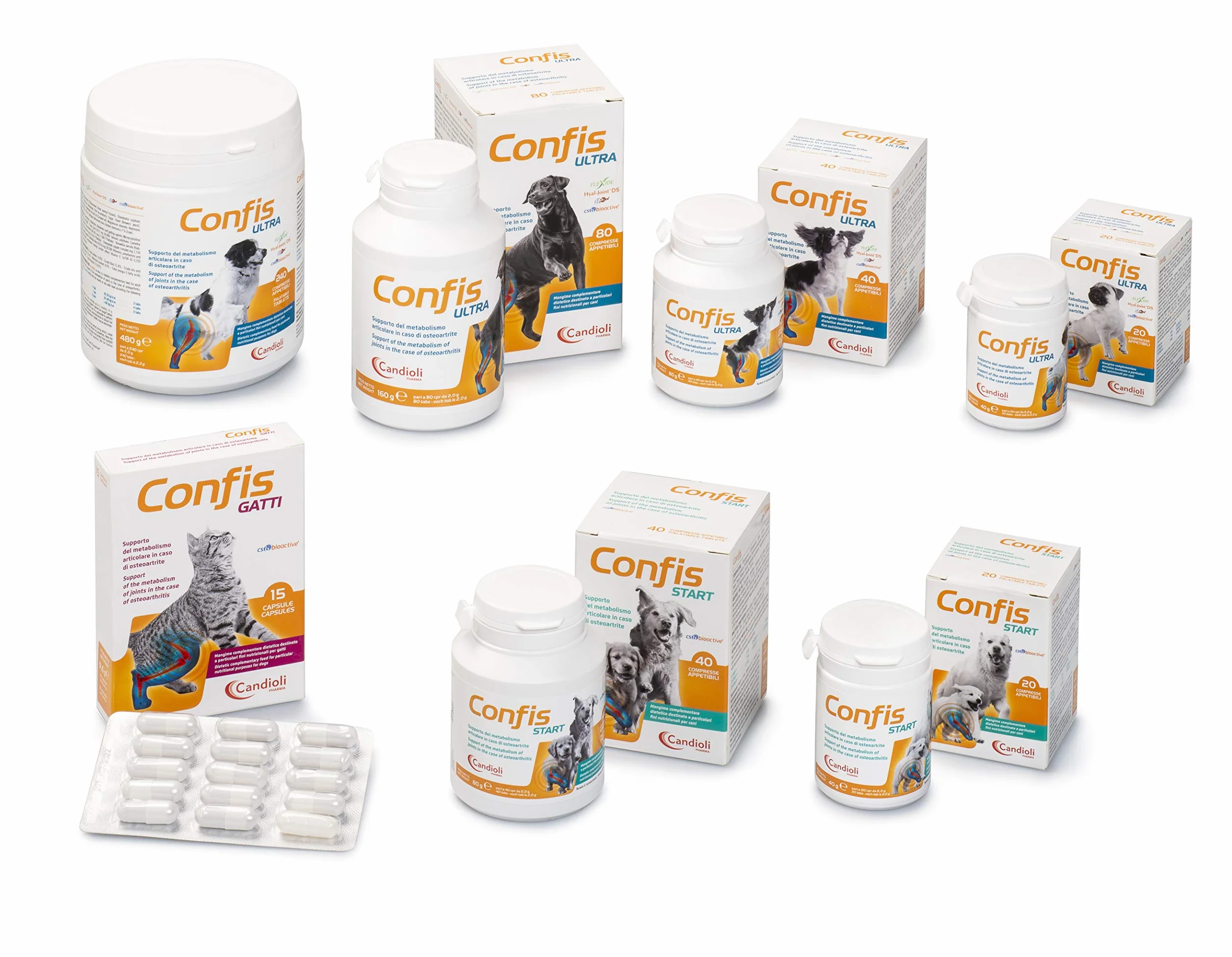 Candioli Confis Ultra Suplemento para Perros y Gatos, 80 Unidades