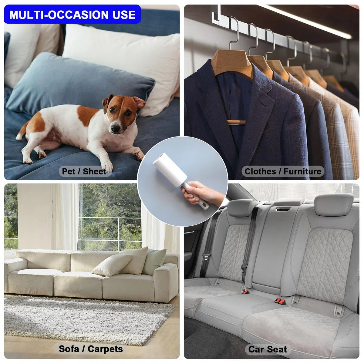 Gris, 220 hojas, rodillos de pelusa removedor de pelusas para pelo de mascotas, sofá, ropa y muebles