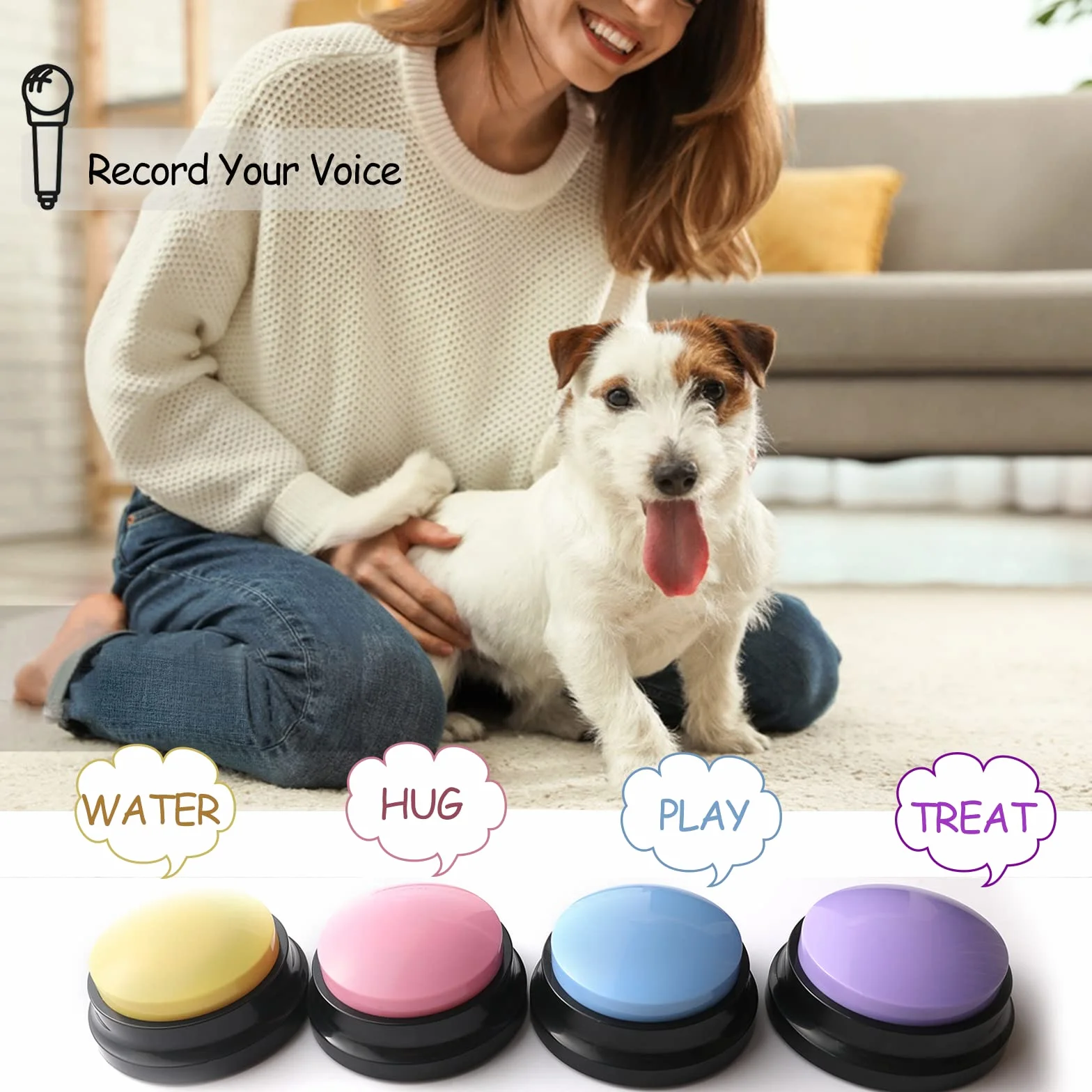 Botones de Entrenamiento para Perros, Botones de Perro para comunicación, Entrenamiento de conversación de Mascotas, zumbador de Respuesta, grabación y reproducción de 30 Segundos, Regalo Divertido